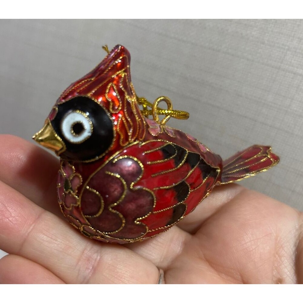 Cloisonne' Red Bird Enameled Metal Ornament Bronner's Frankenmuth